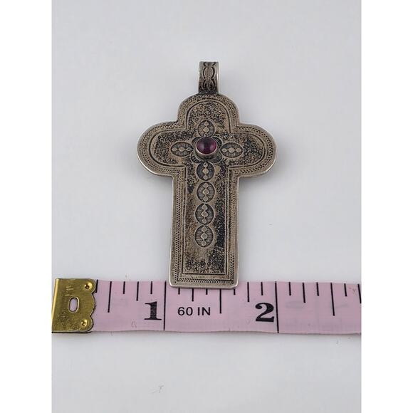 Don Lucas Native American Sterling Silver 925 Gem Stone Cross Pendent - Picture 13 of 14
